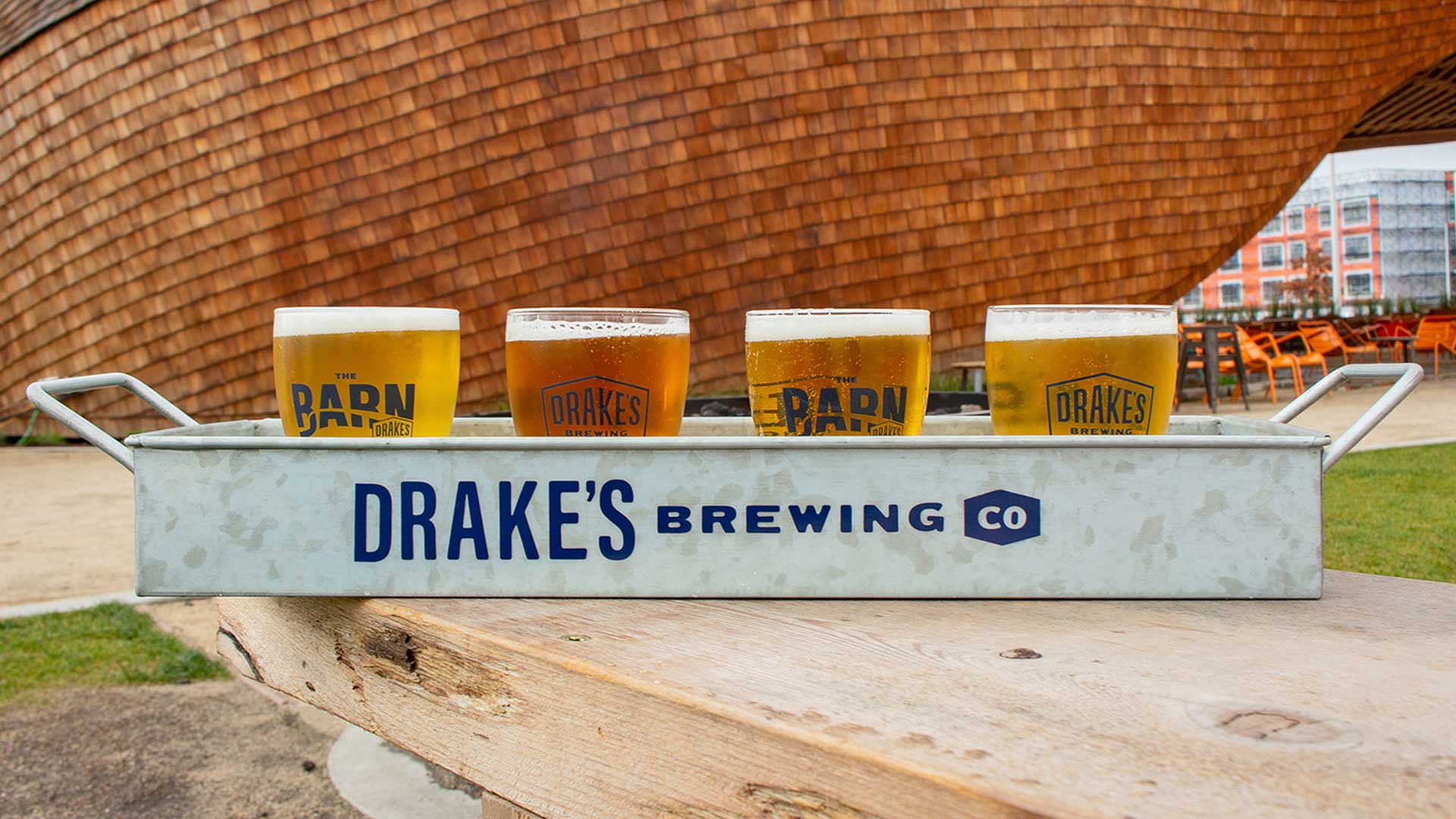 Drake's Brewing Co. beer flight with four different craft beers
