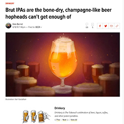 A screenshot of The Takeout's website featuring a story about Drake's Brut IPA