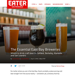A screenshot of EATER San Francisco's website featuring a story about Drake's beer