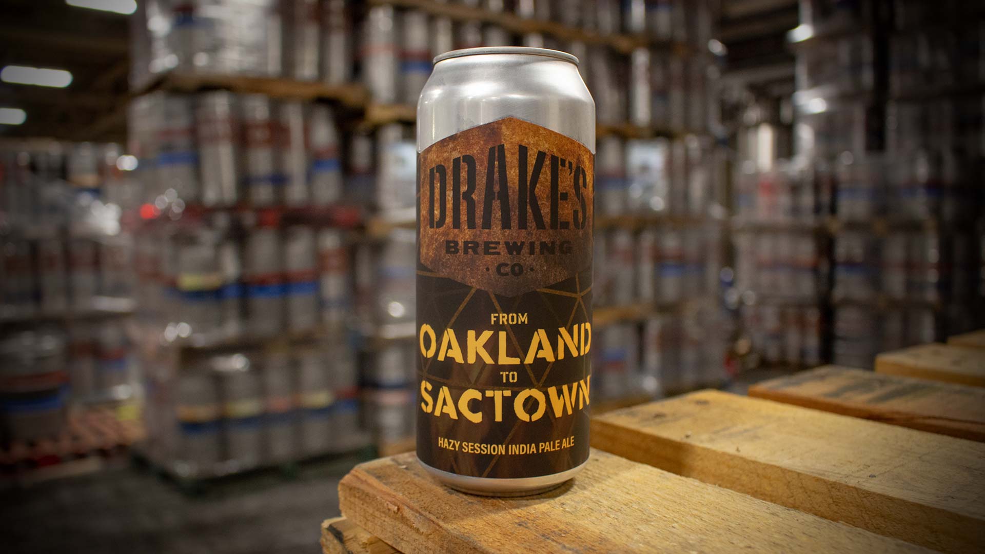 Drake's Brewing Co. can with "From Oakland to Sactown" text