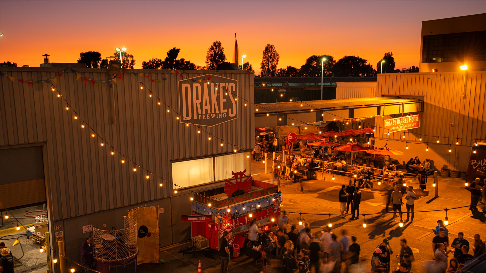Drake's Brewing at Sunset during an event