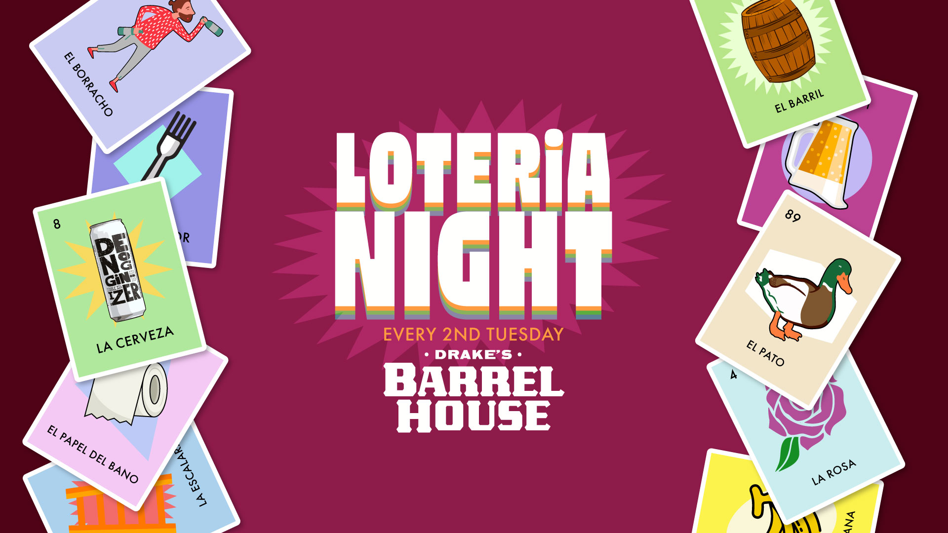 Lotería Night every 2nd Tuesday at Drake's Barrel House