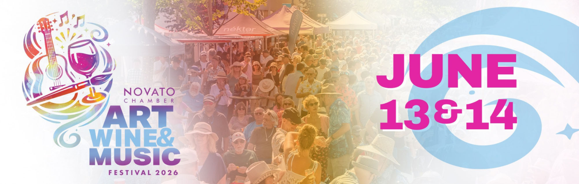 Novato Art Wine & Music Festival, June 13-14, featuring crowds, art, wine, and music