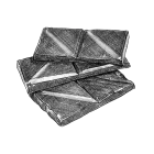 Stacked chocolate bar with segmented squares and diagonal lines