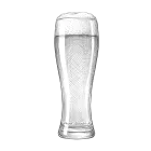 Tall glass of pale lager beer with frothy head