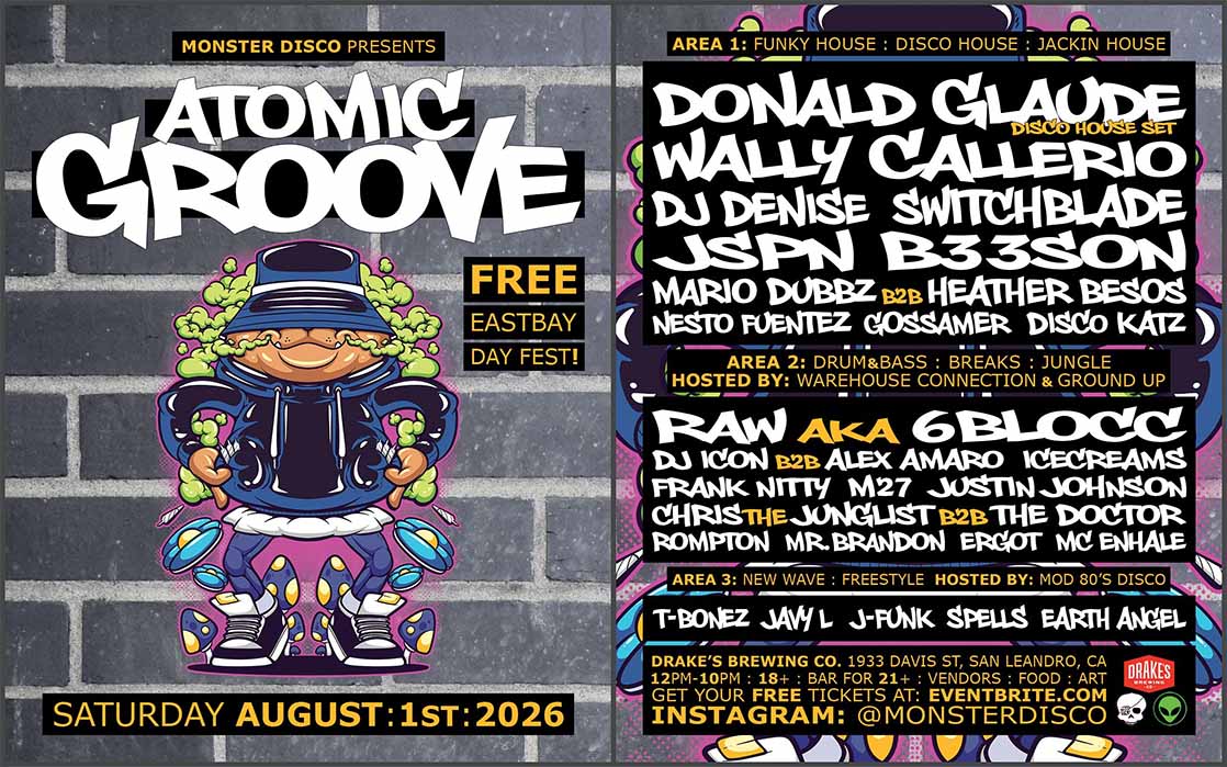 Atomic Groove Saturday, August 1st at Drake's Barrel House