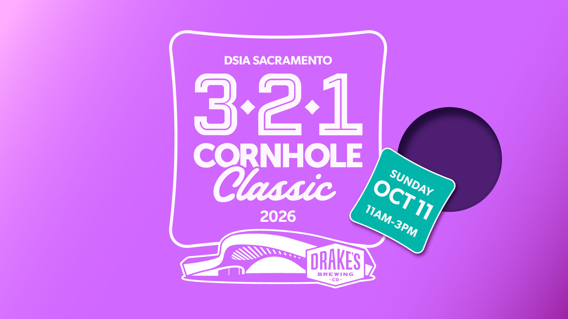 3*2*1 Cornhole Classic with Down Syndrome Alliance & California Cornhole Association Sunday, October 11th at Drake's: The Barn